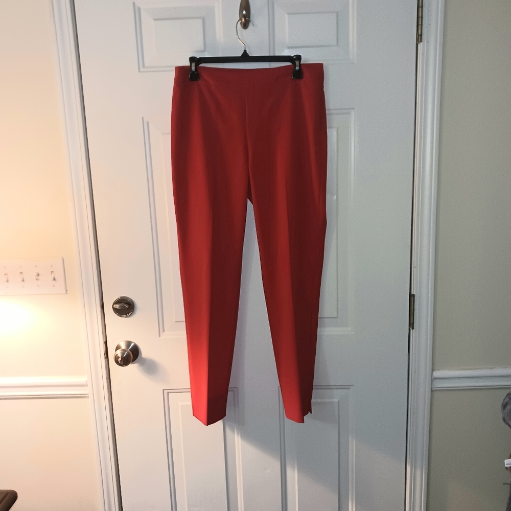 Chaus Orange Slacks with zipper and snap on the side. Size 8
